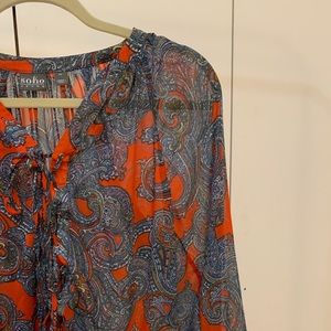 New York & Company Jeans Patterned Blouse